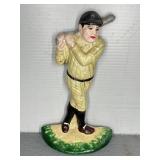 BABE RUTH CAST IRON PAINTED DOORSTOP, 9"T