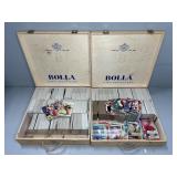 (2) WOOD CRATES BASEBALL & FOOTBALL CARDS