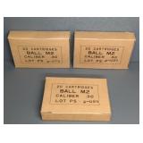 3 BOXES OF 30-06 CAL. (30 CAL. BALL M2)
