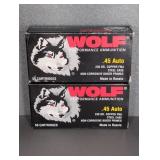 2 BOXES OF WOLF 45 AUTO, 230 GR. COPPER FMJ
