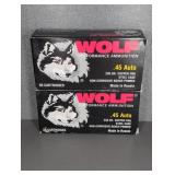 2 BOXES OF WOLF 45 AUTO, 230 GR. COPPER FMJ