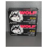 2 BOXES OF WOLF 45 AUTO, 230 GR. COPPER FMJ