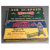2 BOXES VINTAGE 348 WIN., REMINGTON/ WESTERN