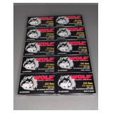 10 BOXES WOLF 223 REM, 62 GR. COPPER FMJ