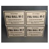 4 BOXES USA MADE, 30-06 SPR. (FMJ BALL M-2)
