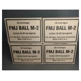 4 BOXES USA MADE, 30-06 SPR. (FMJ BALL M-2)