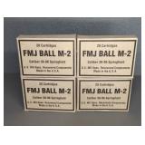 4 BOXES USA MADE, 30-06 SPR. (FMJ BALL M-2)