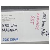 20 ROUND BOX OF HORNADY SST 338 WIN. MAG., 225GR.