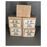 5 BOXES 5.56X 54 MM, BALL M1A3, 30 RNDS PER BOX