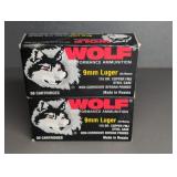 2 BOXES WOLF 9MM LUGER, 115GR., COPPER FMJ