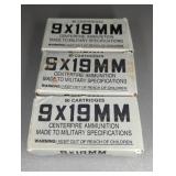 3 BOXES NORINCO 9 X 19MM, 124GR. BALL