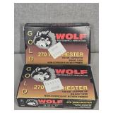 2 BOXES WOLF 270 WIN., 150GR., COPPER SOFT POINT