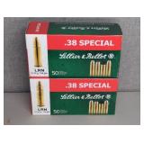 2 BOXES SELLIER & BELLOT 38 SPL., 158GR., LRN