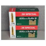 2 BOXES SELLIER & BELLOT 38 SPL., 158GR., LRN