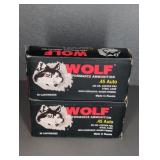 2 BOXES WOLF 45 AUTO, 230 GR., COPPER FMJ