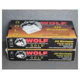 2 BOXES OF WOLF GOLD 243 WIN., 100 GR.