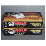2 BOXES OF WOLF GOLD 243 WIN., 100 GR.