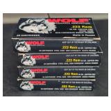 (4) BOXES OF WOLF 223 REM 55 GR - 20 RDS / BOX