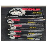 (4) BOXES OF WOLF 223 REM 55 GR - 20 RDS / BOX