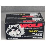 2 BOXES WOLF 380 ACP, 91 GR., COPPER FMJ