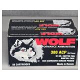 2 BOXES WOLF 380 ACP, 91 GR., COPPER FMJ