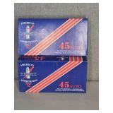 2 BOXES AMERICAN AMMUNITION 45 AUTO, 230 GR.