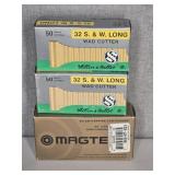 3 BOXES 32 S&W LONG, MAGTECH, SELLIER & BOLLET