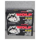 2 BOXES WOLF 40 S&W, 180GR., FMJ