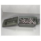 PLASTIC AMMO CAN FULL OF 50 CAL. BELT LINKS