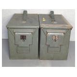 2 LARGE METAL AMMO CANS, 13"L X 7"W X 9"T