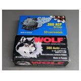 2 BOXES 380 AUTO, WOLF, SILVER BEAR