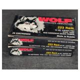 (2) BOXES OF WOLF 223 REM 55 GR - 20 RDS / BOX