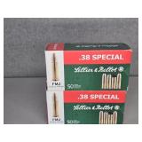 2 BOXES SELLIER & BELLOT 38 SPL, 158GR. FMJ
