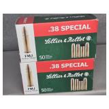 2 BOXES SELLIER & BELLOT 38 SPL, 158GR. FMJ