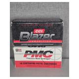 2 BOXES CCI BLAZER & PMC 40 S&W, 165-180 GR.