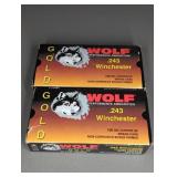 2 BOXES WOLF 243 WIN., 100GR. COPPER SOFT POINT