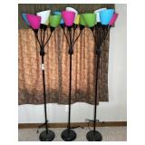 (3) BENDABLE FLOOR LAMPS W/ MULTICOLOR SHADES