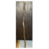 CARVED WOOD WALKING STICK, 59"T