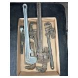 5 PIPE WRENCHES - LARGEST IS 24"