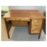 3-DRAWER VINTAGE WOOD TYPEWRITER DESK, 42"X32"X30"