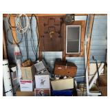PLUMBING SUPPLIES & TOOLS ON WEST WALL- BACK SHED
