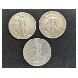 (3) 1945 WALKING LIBERTY HALF DOLLARS