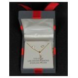 STERLING SILVER LAB DIAMOND NECKLACE & EARRING SET