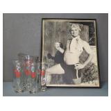 COORS LIGHT PRINT AND PITCHER/GLASS SET