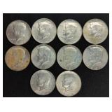 (10) 40% SILVER JFK HAF DOLLARS