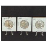1939-D,1940, 1941 WALKING LIBERTY HALF DOLLARS