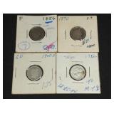 (4) SEATED AND BARBER DIMES