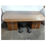OFFICE SIZE DESK W/GLASS TOP
