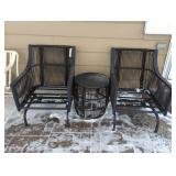PAIR ROCKING PATIO CHAIRS W/ SIDE TABLE