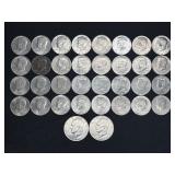 (2) EISENHOWER DOLLARS, (32) KENNEDY HALF DOLLARS